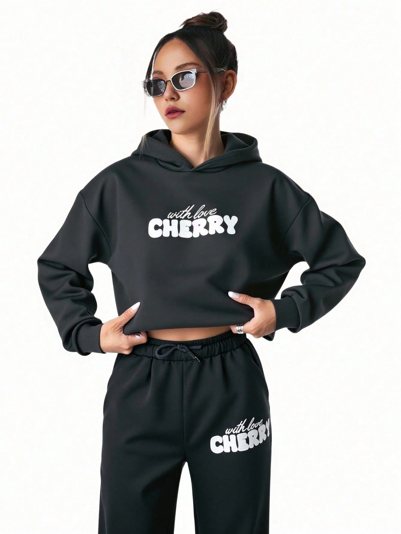 Black Colour Women's Comfortable Co-Ord Set with Graphic Print