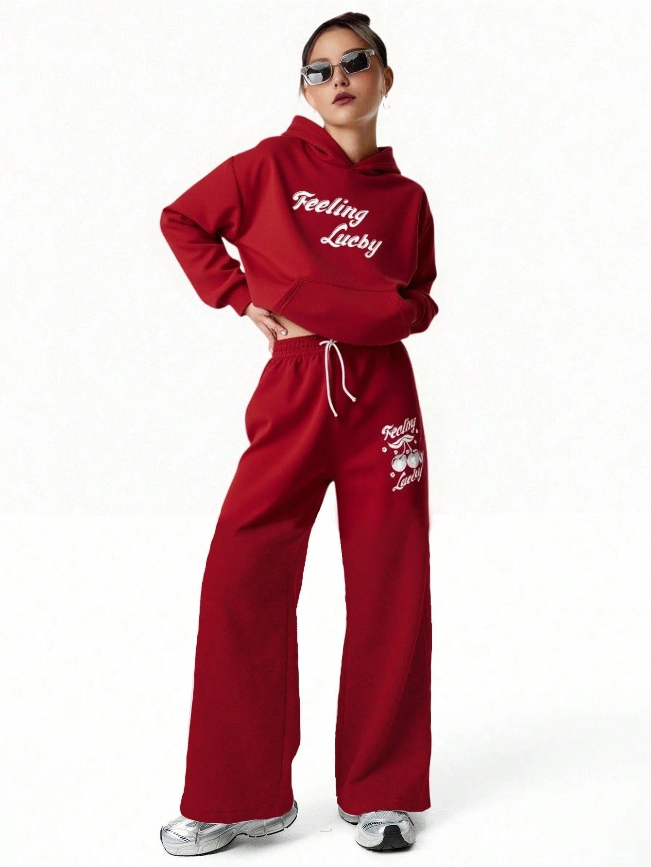Red Colour Women's Comfortable Co-Ord Set with Graphic Print