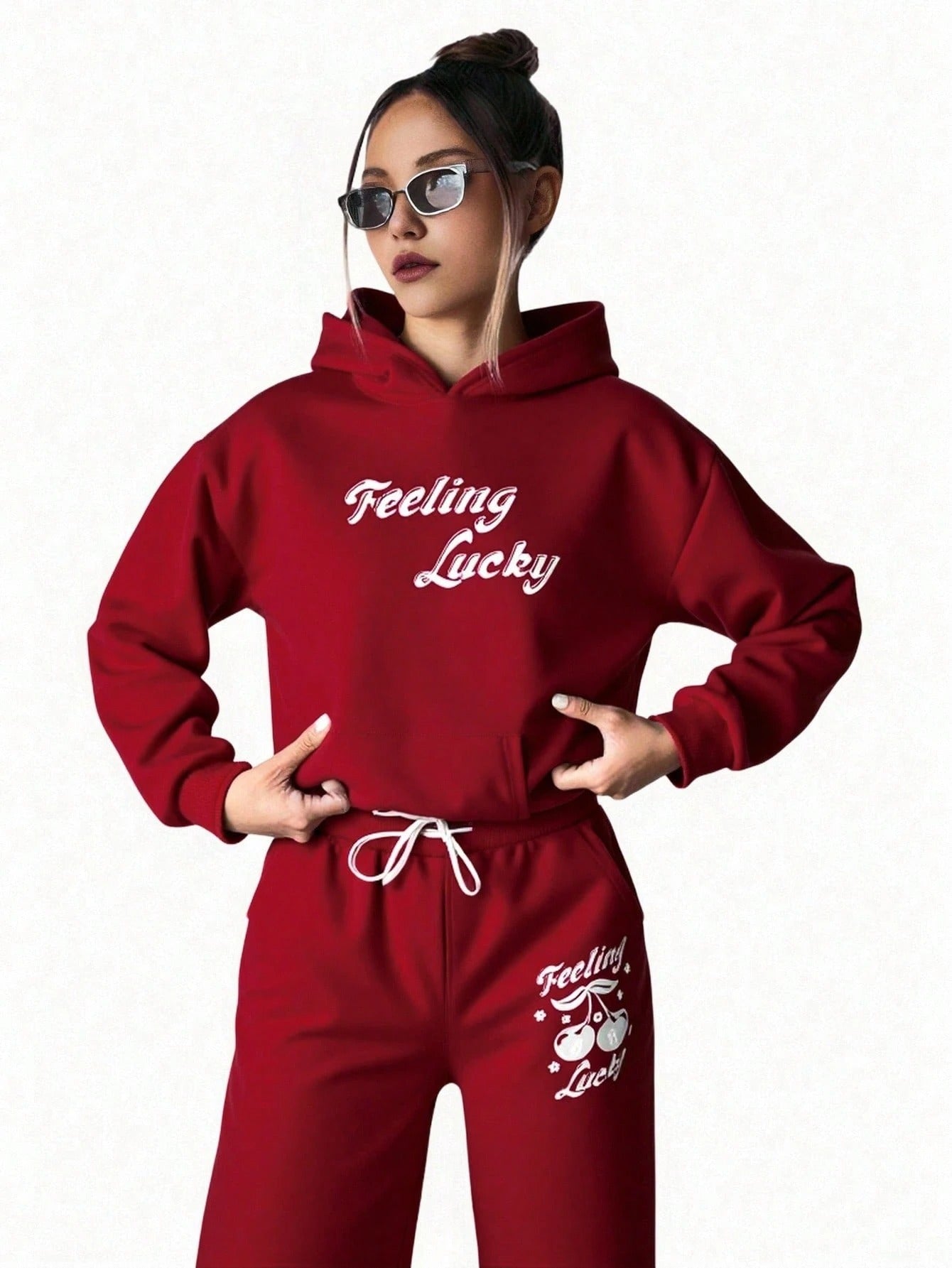 Red Colour Women's Comfortable Co-Ord Set with Graphic Print