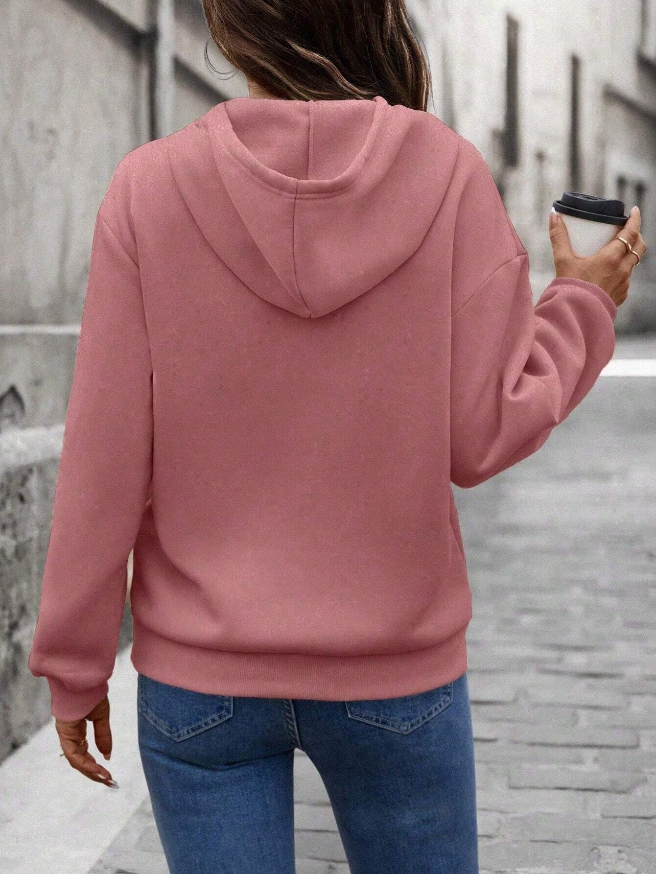 ARENIVA - Peach Colour Trendy Heavy Hoodie with Drawstring