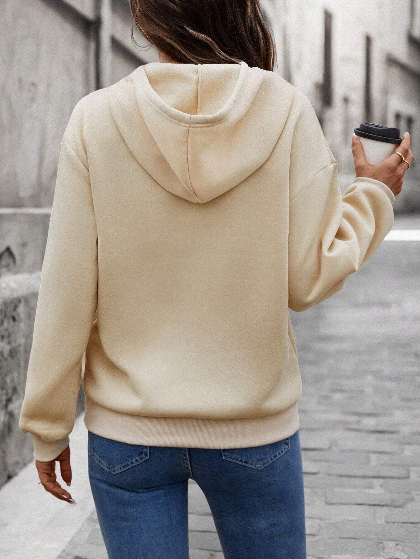 ARENIVA - Beige Colour Trendy Heavy Hoodie with Drawstring