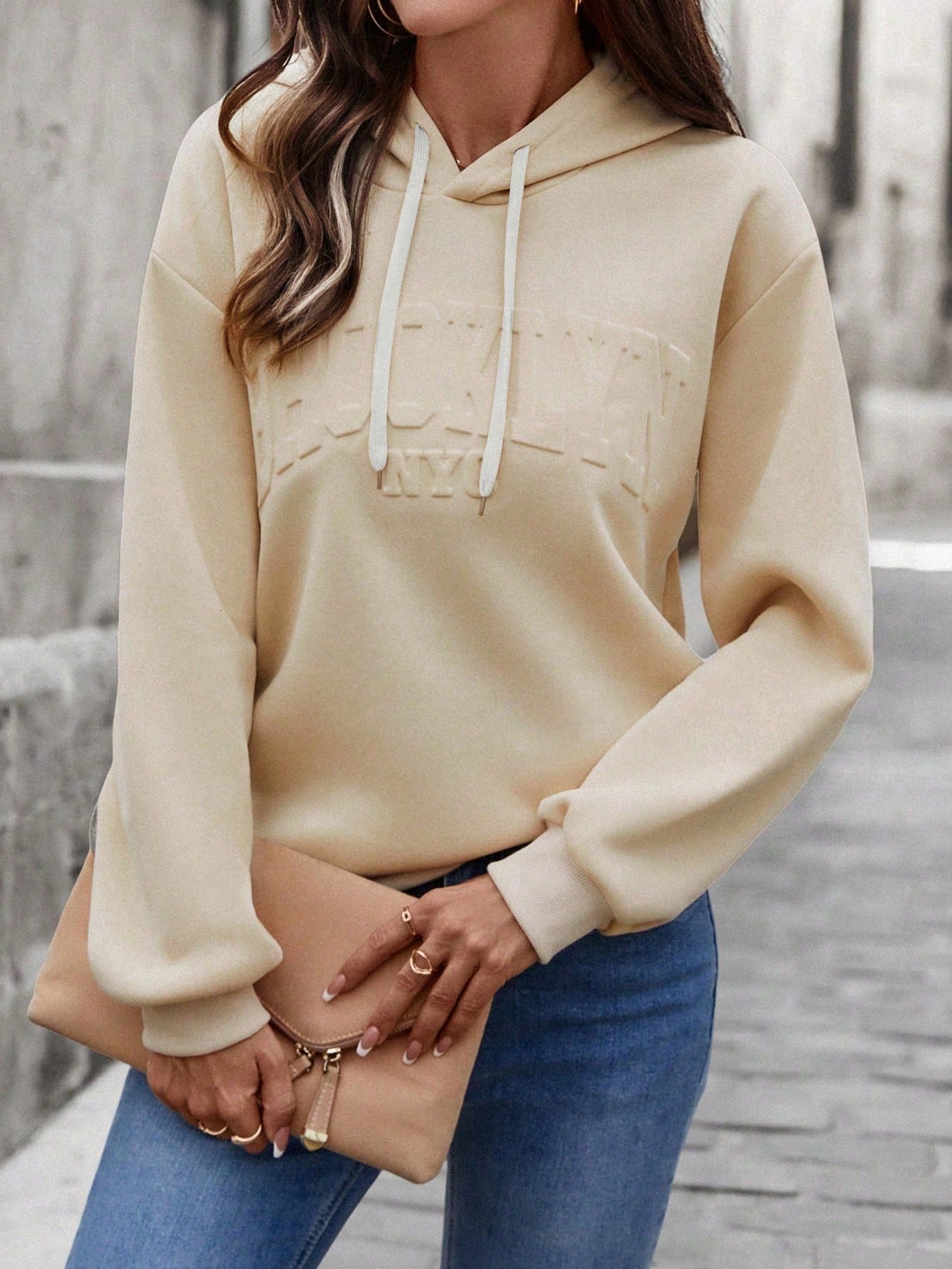 ARENIVA - Beige Colour Trendy Heavy Hoodie with Drawstring