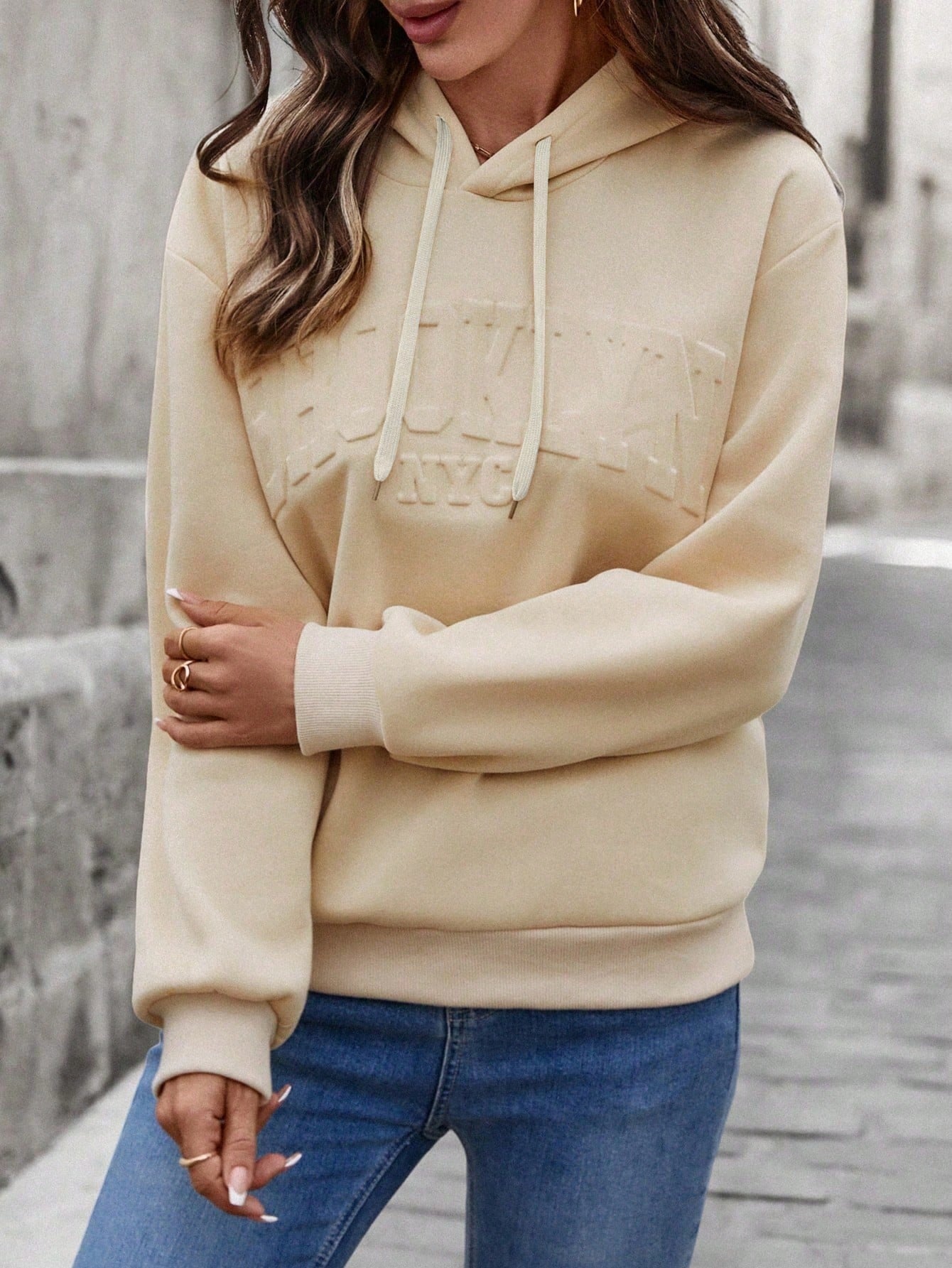 ARENIVA - Beige Colour Trendy Heavy Hoodie with Drawstring