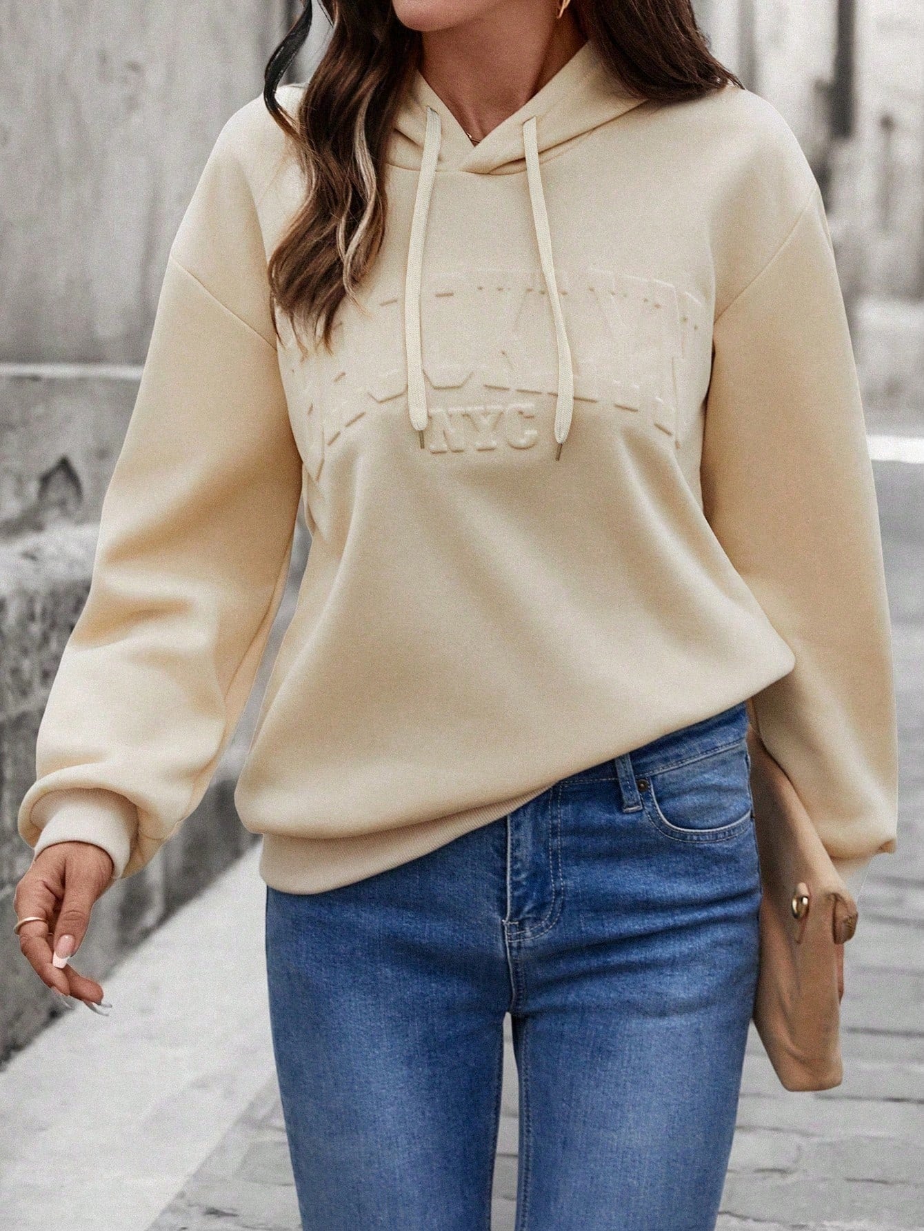 ARENIVA - Beige Colour Trendy Heavy Hoodie with Drawstring