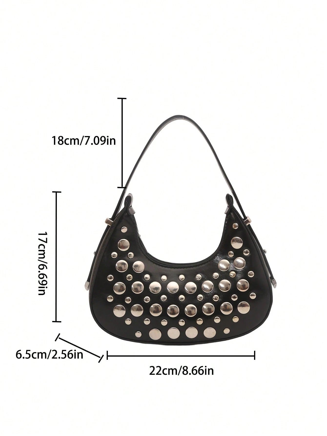 Black Colour Crescent Moon Shaped Hand Bag for Women