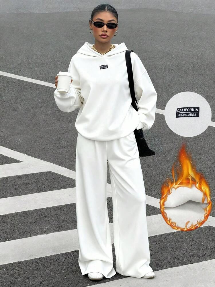 Women’s Premium White Relaxed Fit Hoodie Co-ord Set