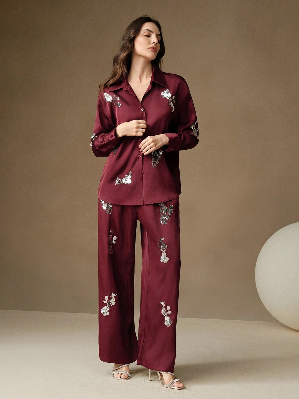 ClassI Wine Red Colour Comfortable Women's Co-Ord Set with Floral Print