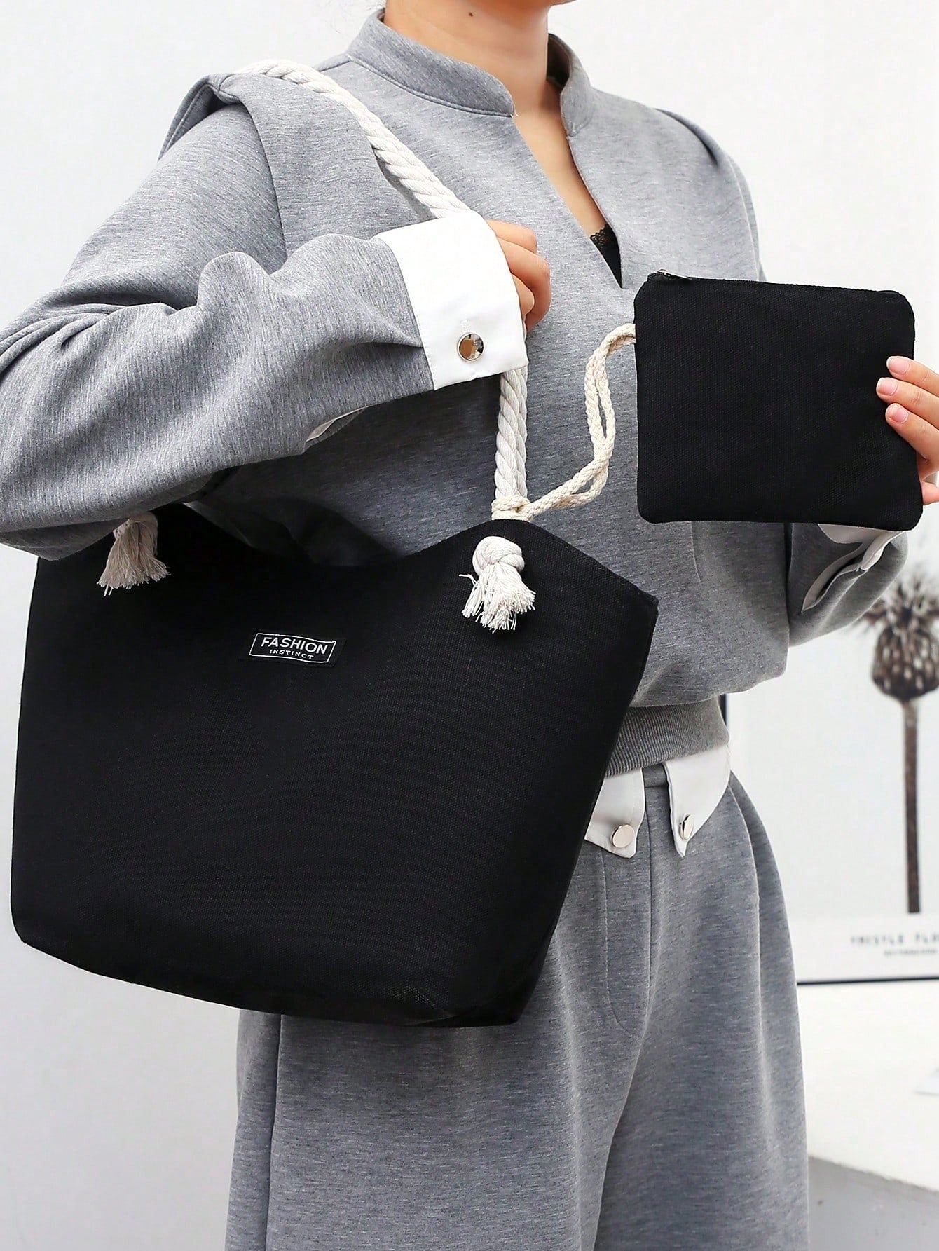 ARENIVA - Rope Handle Tote & Pouch Set