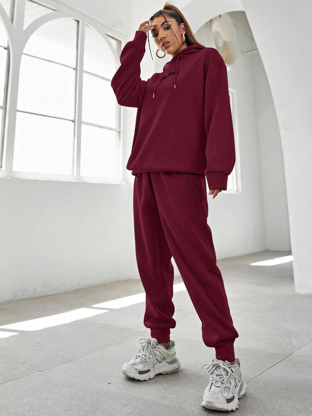 Women’s Maroon Hoodie & Jogger Co-Ord Set