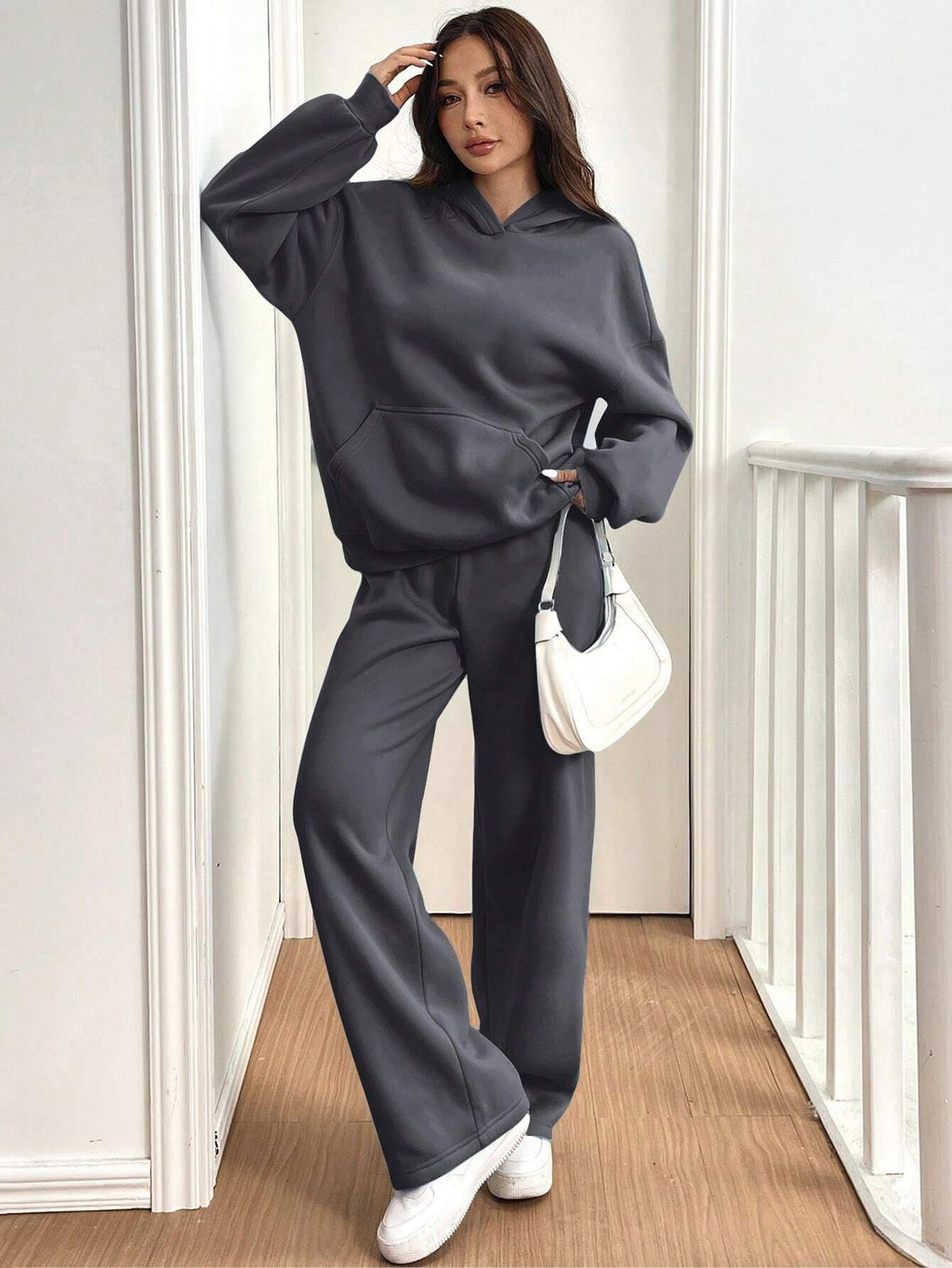 ARENIVA - Dark Grey Pink Colour Women's Comfortable Co-Ord Set
