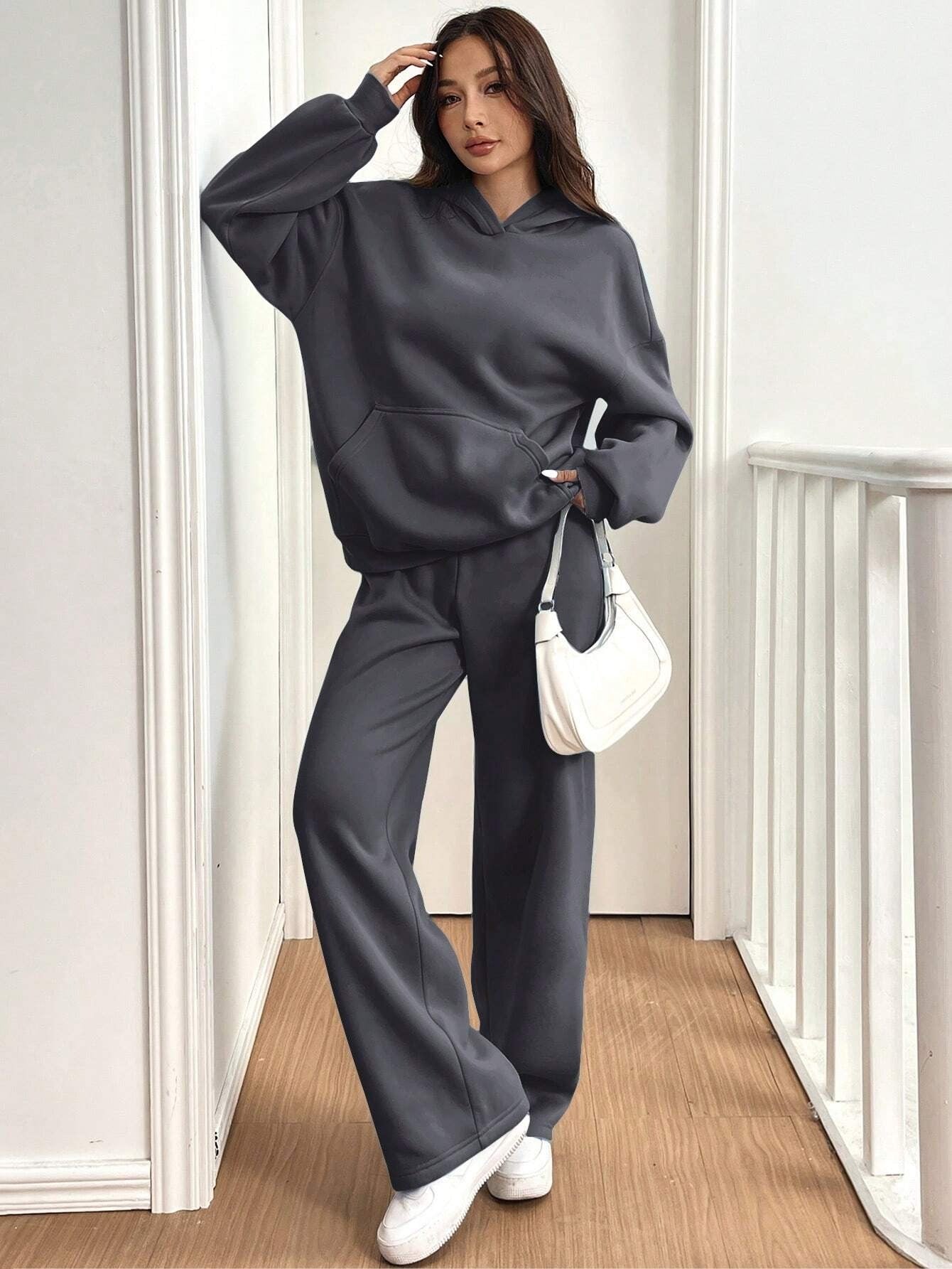 ARENIVA - Dark Grey Pink Colour Women's Comfortable Co-Ord Set