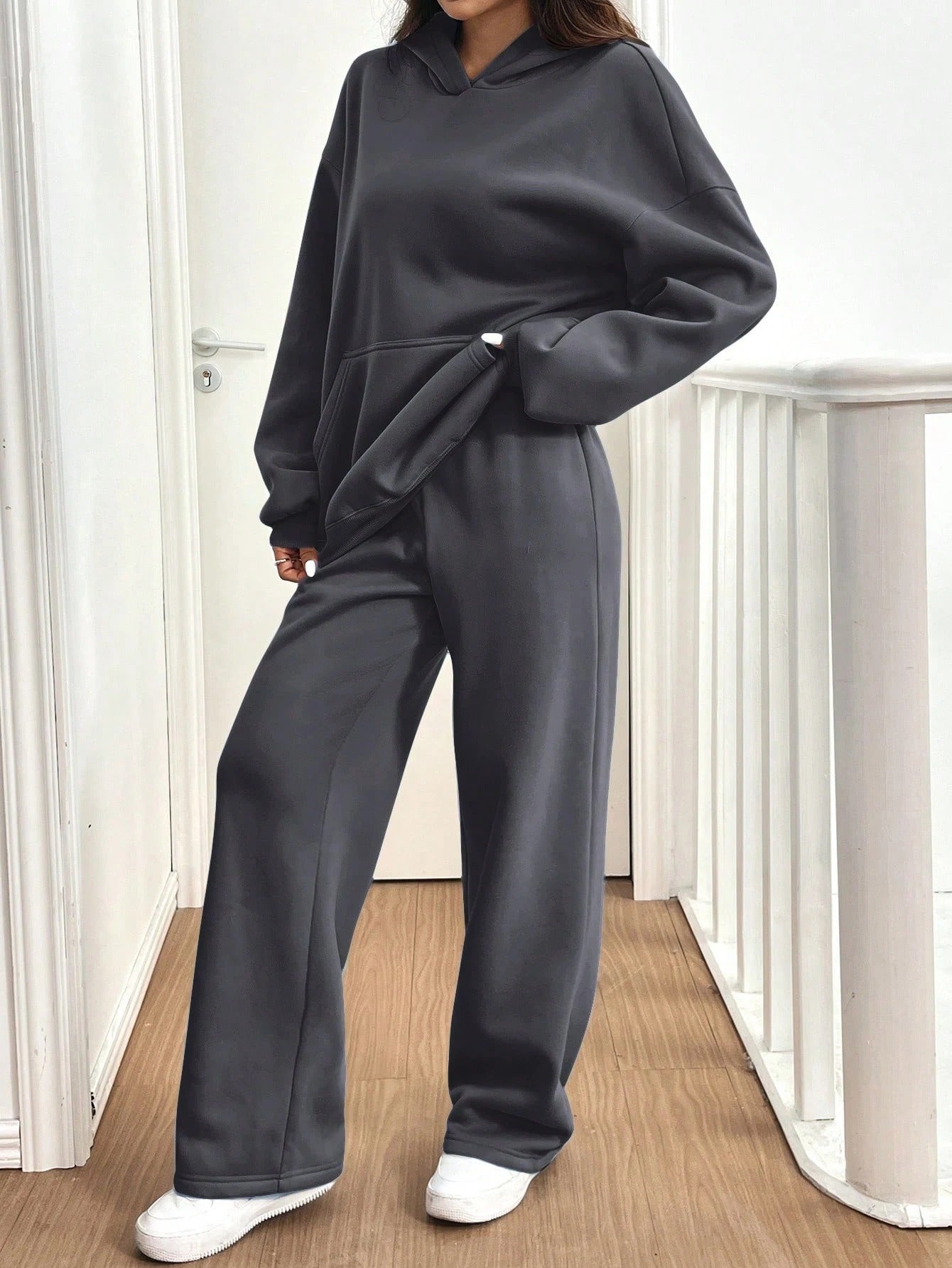 ARENIVA - Dark Grey Pink Colour Women's Comfortable Co-Ord Set