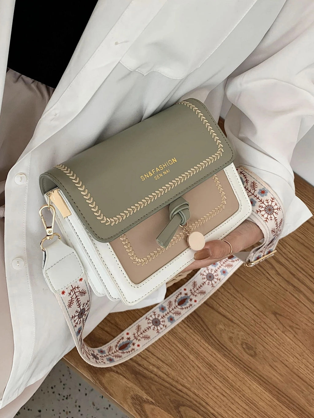Mini Square Bag Colourblock Flap