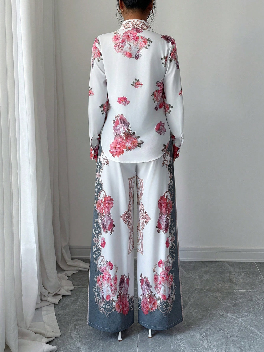 ARENIVA - Fuscia Pink Floral Women's Co-Ord Set