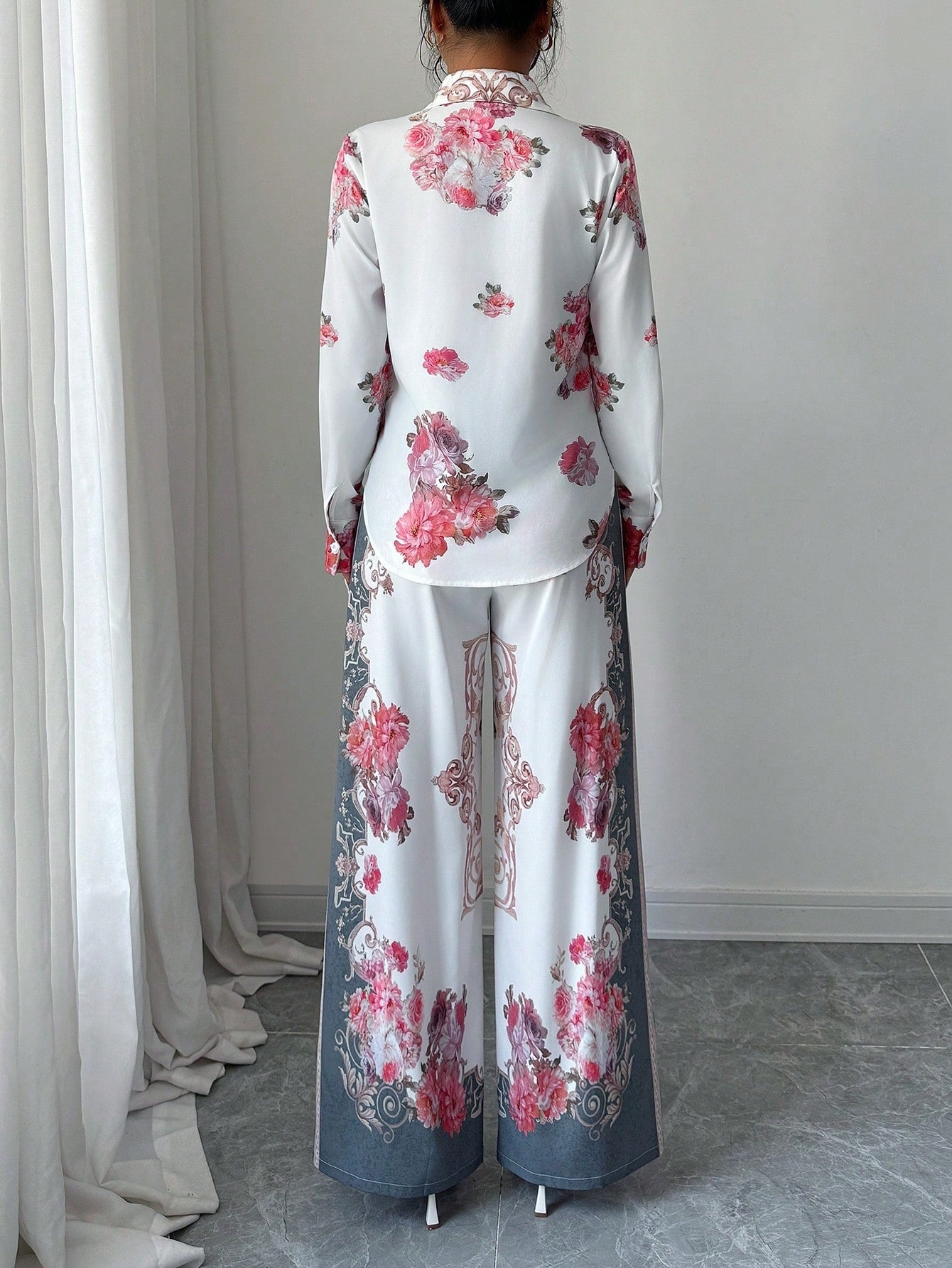 ARENIVA - Fuscia Pink Floral Women's Co-Ord Set
