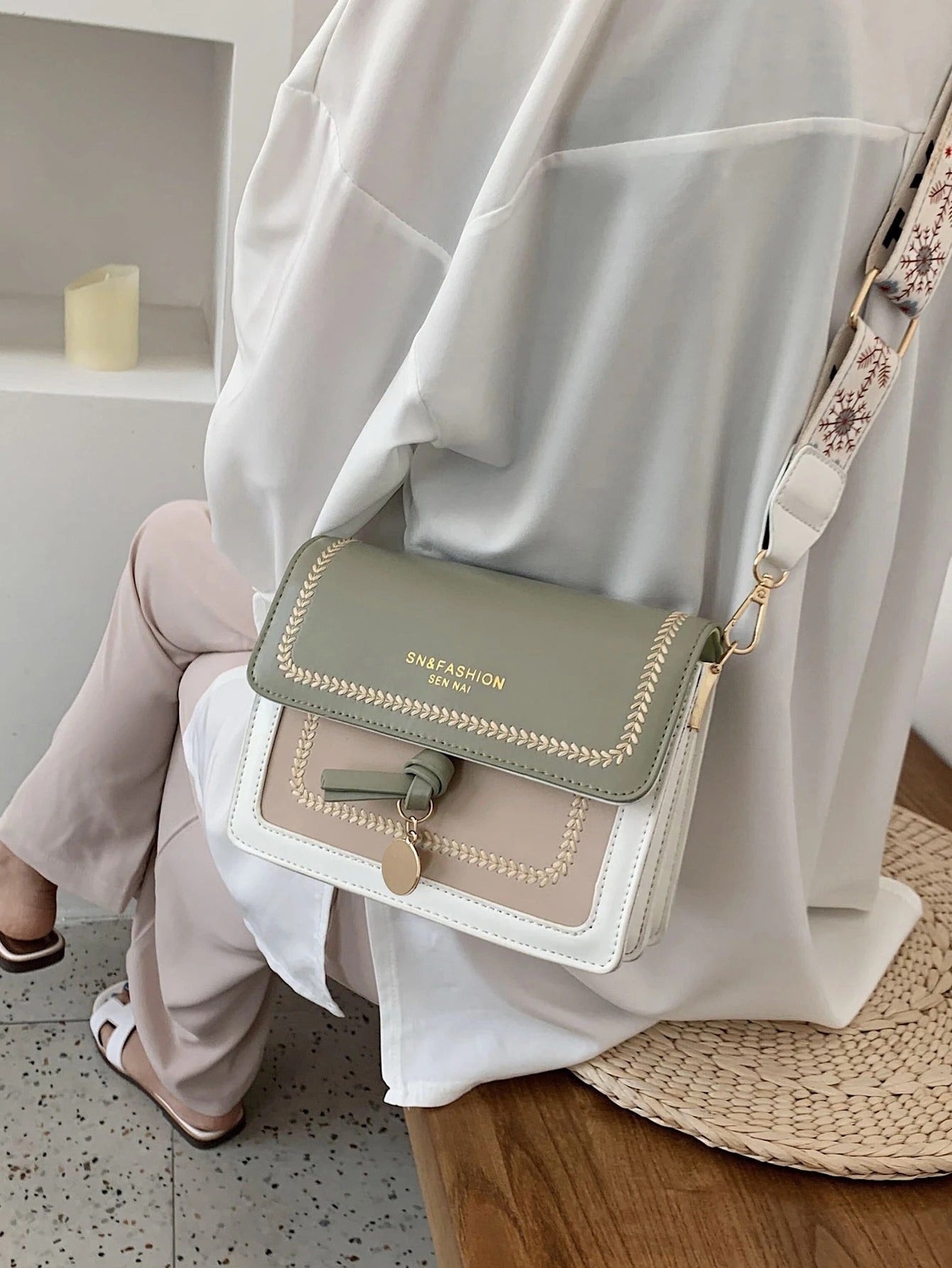 Mini Square Bag Colourblock Flap