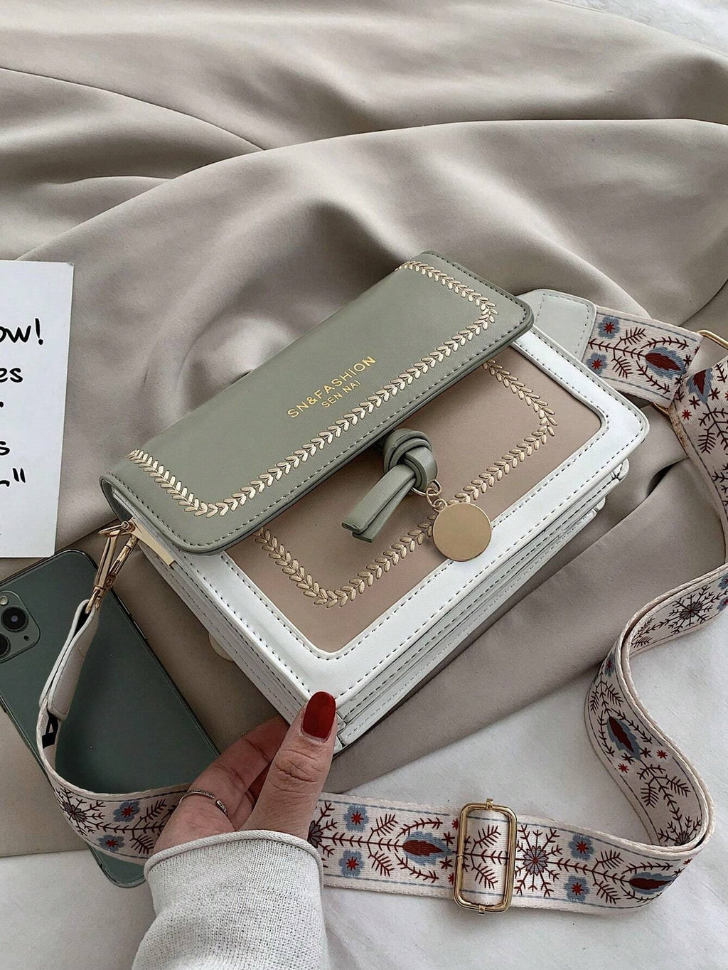 Mini Square Bag Colourblock Flap
