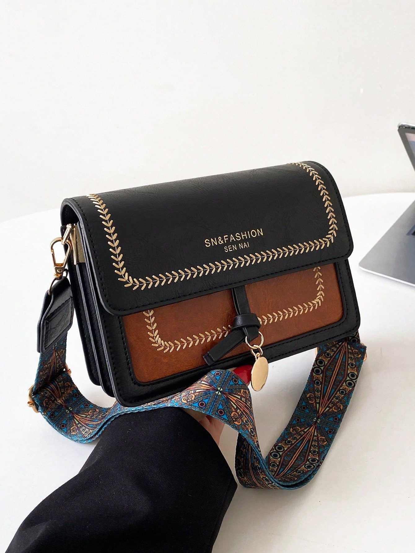 Mini Square Bag Colourblock Flap