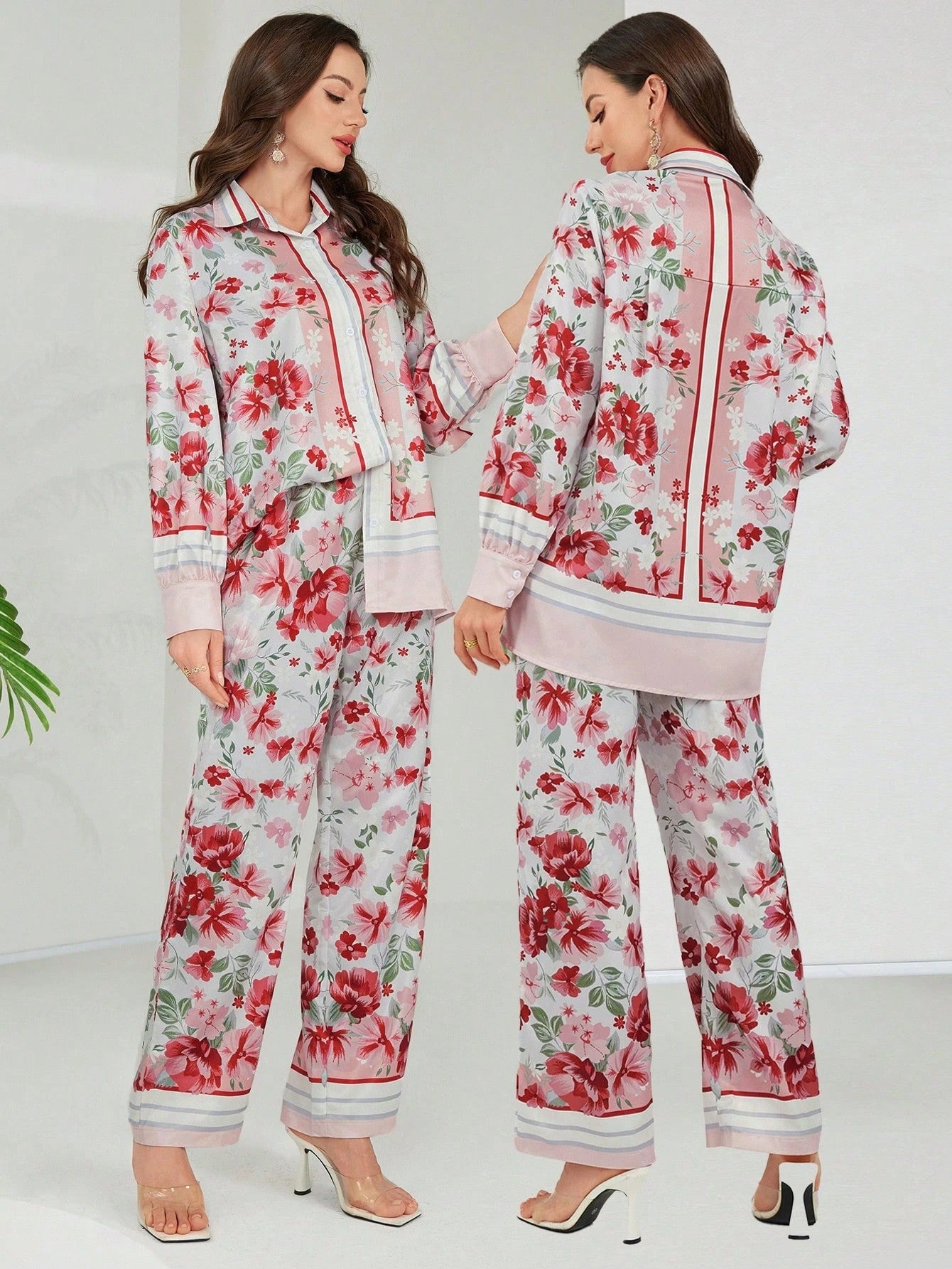 ARENIVA - Clasi red Colour Floral Women's Co-ord Set