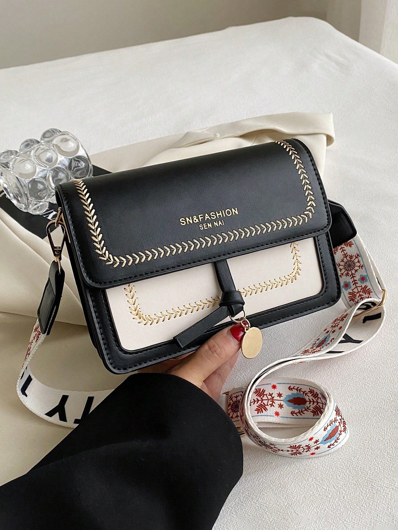 Mini Square Bag Colourblock Flap