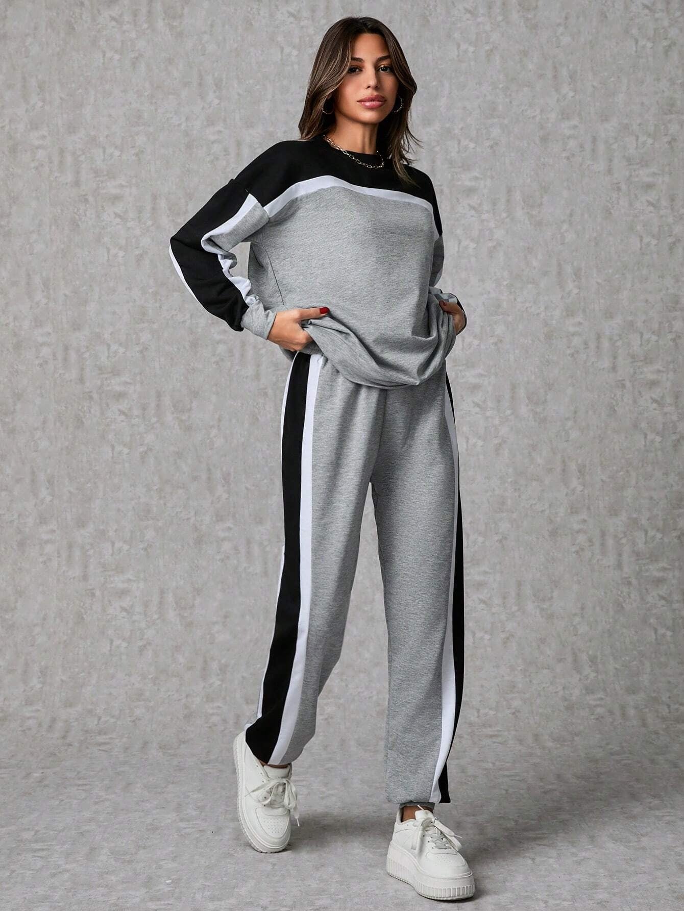 Trendy Blue Colorblock Women’s Co-Ord Set