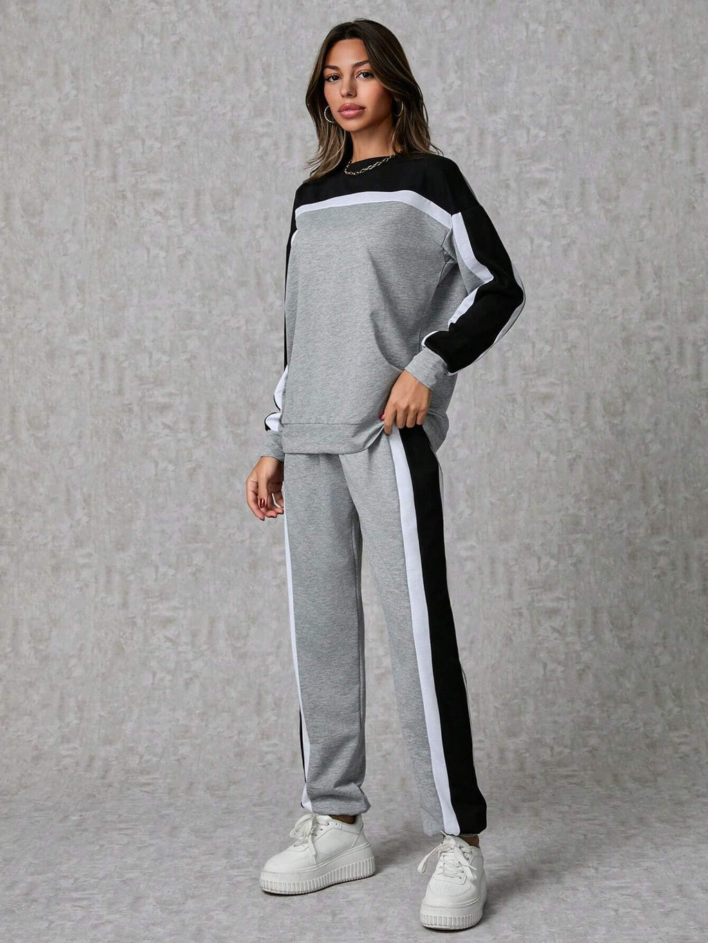 Trendy Blue Colorblock Women’s Co-Ord Set