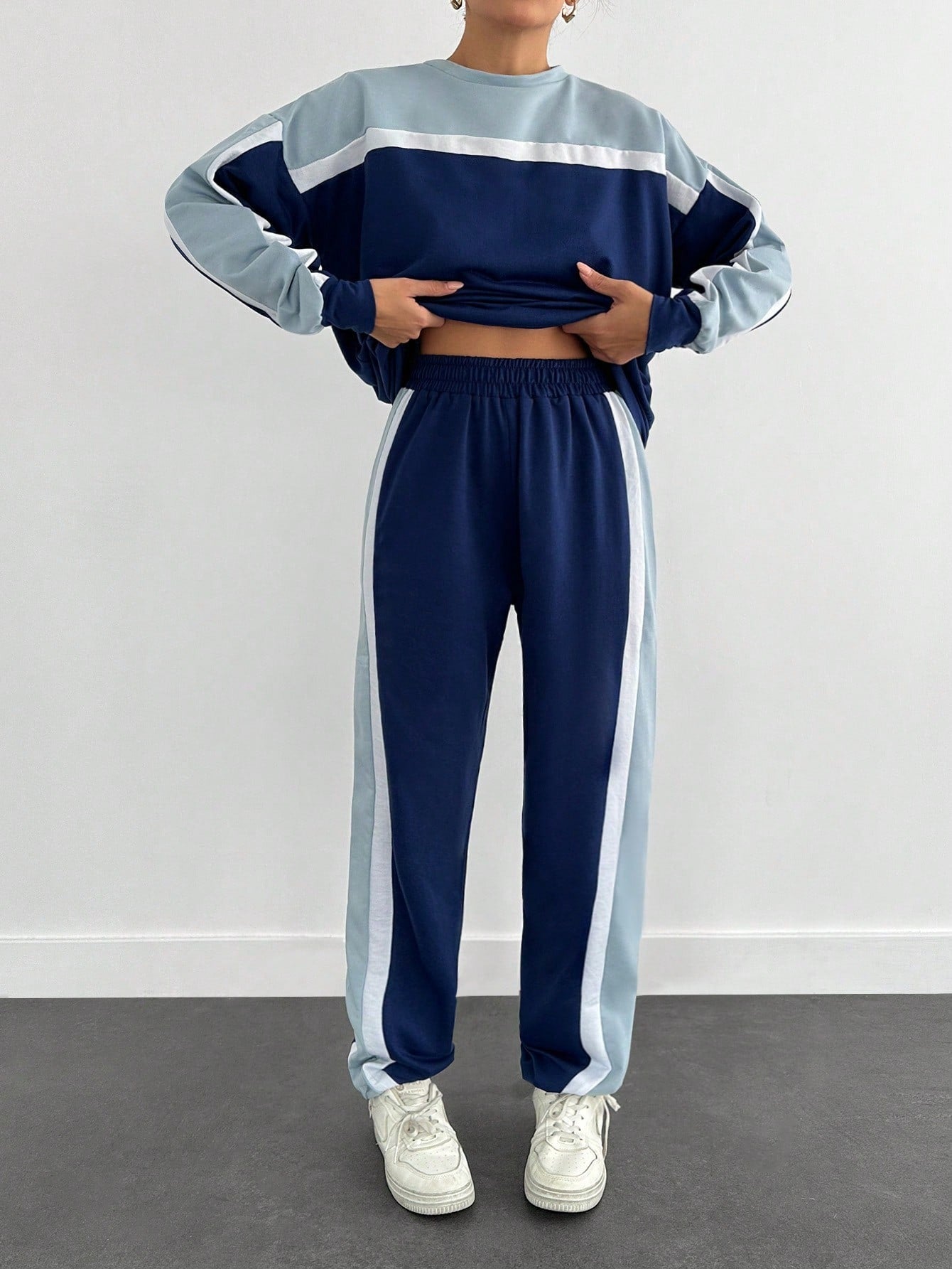 Two-Tone Jogger & Sweatshirt Co-Ord Set for Women
