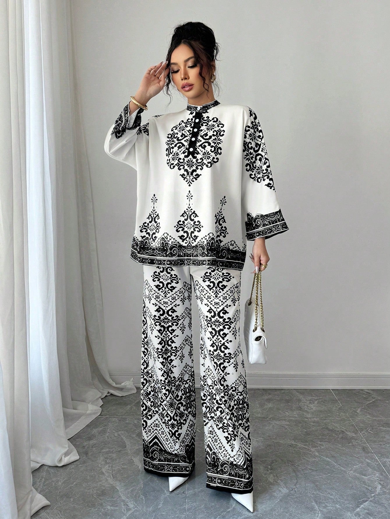 ARENIVA - Classi Black & White Colour Women's Co-Ord Set