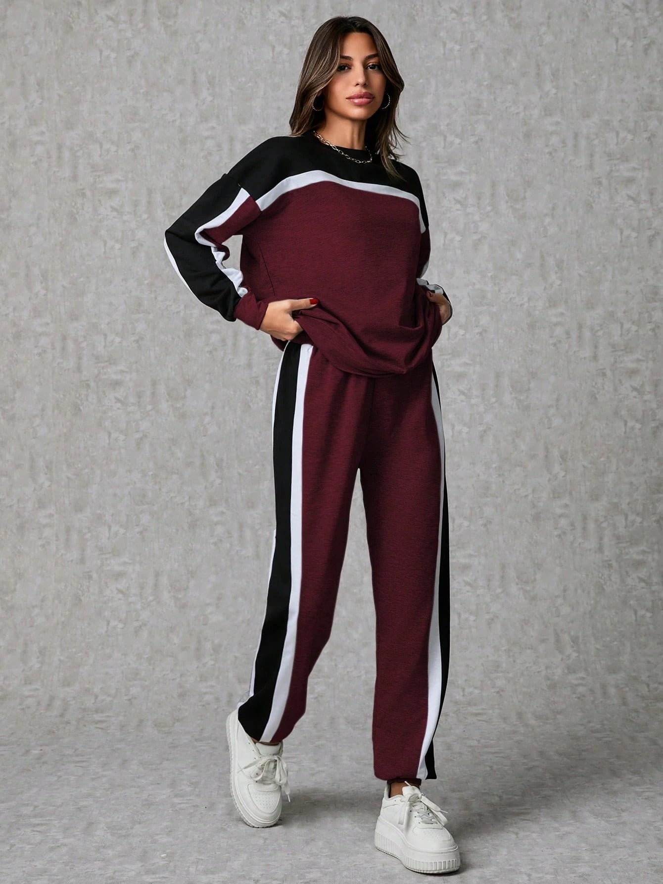 Two-Tone Jogger & Sweatshirt Co-Ord Set for Women