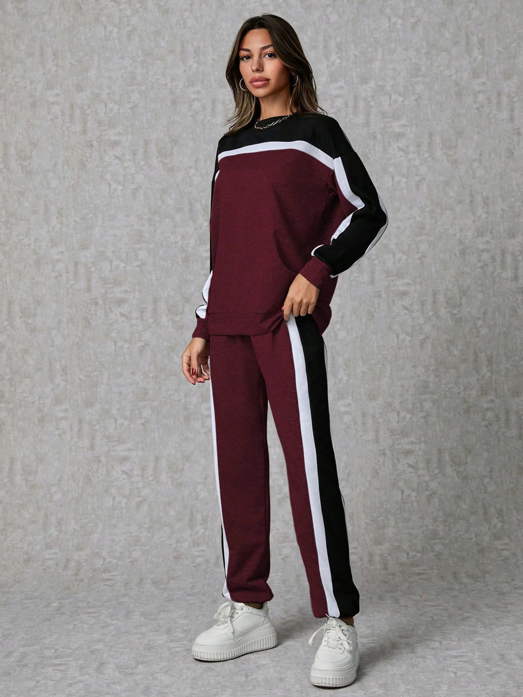 Two-Tone Jogger & Sweatshirt Co-Ord Set for Women