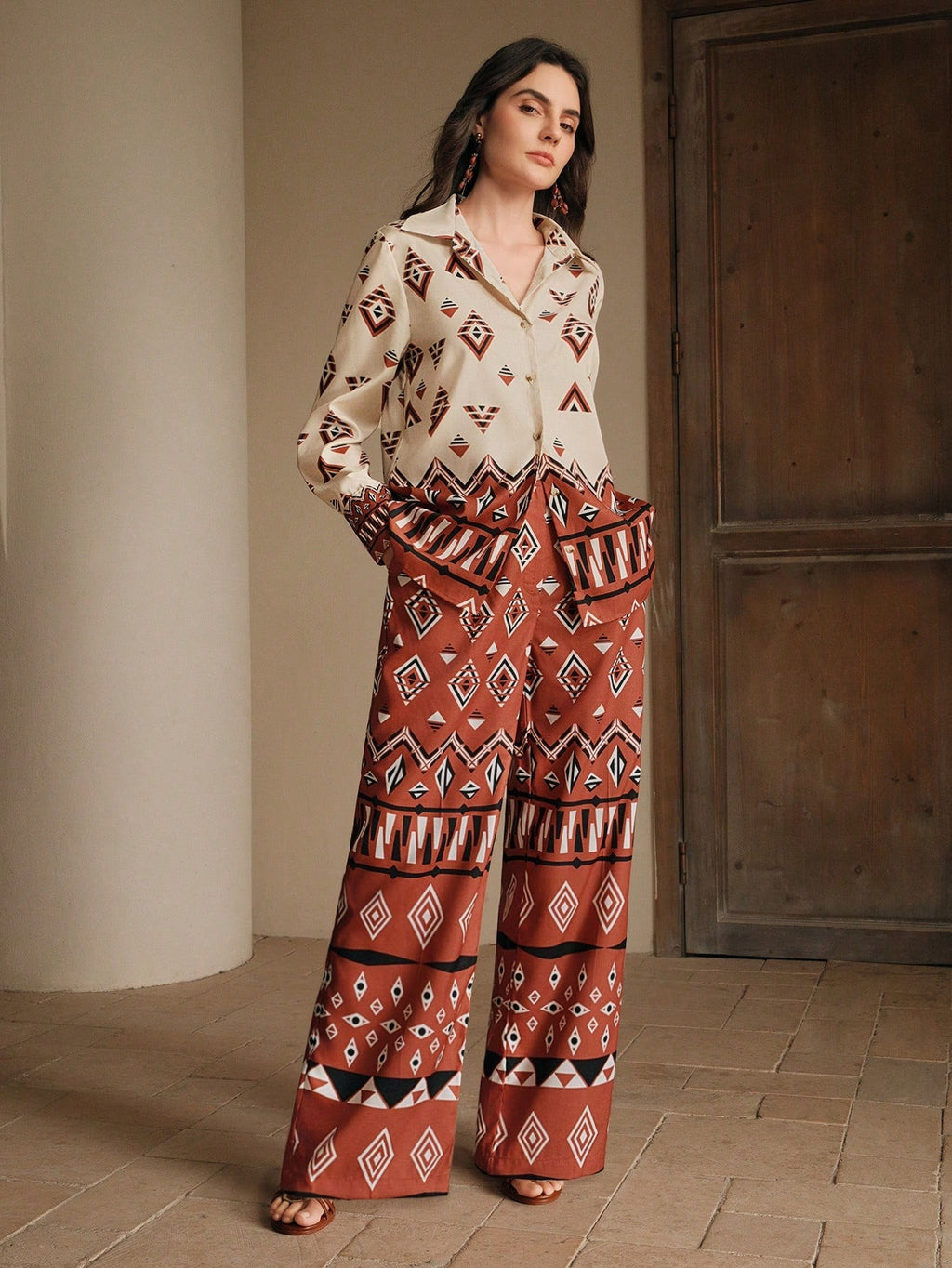 ClassI Wine Red Colour Comfortable Women's Co-Ord Set with Floral Print