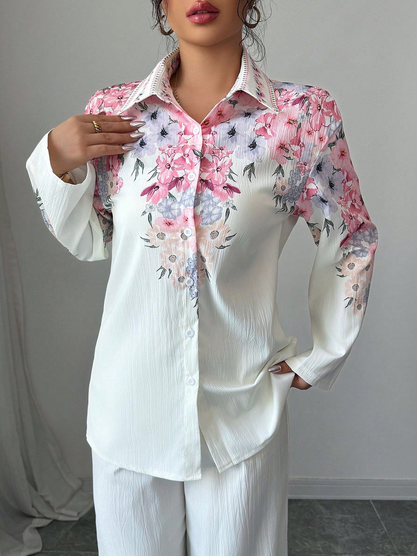 ARENIVA - Bubblegum Pink Floral Women's Co-Ord Set
