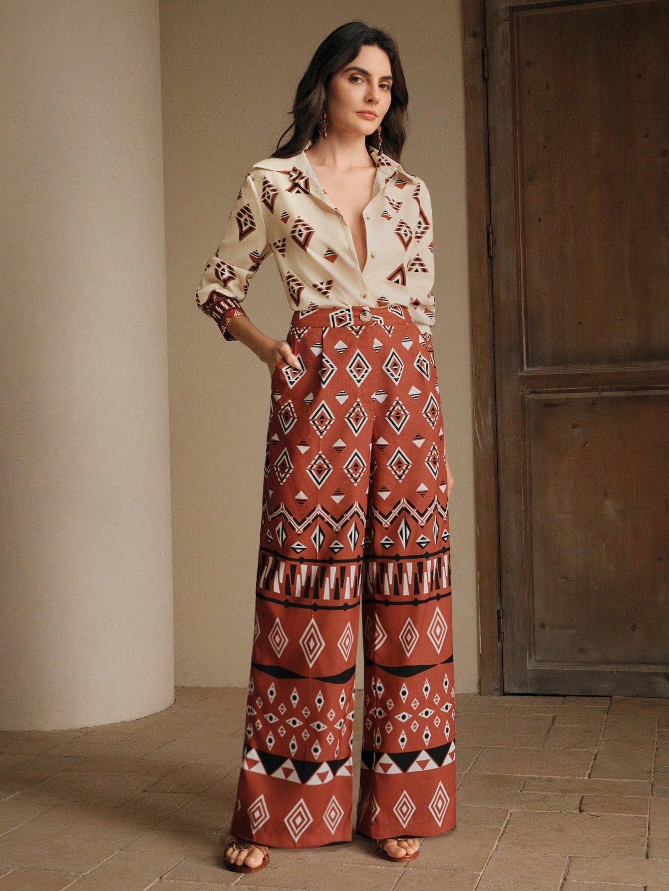 ClassI Wine Red Colour Comfortable Women's Co-Ord Set with Floral Print