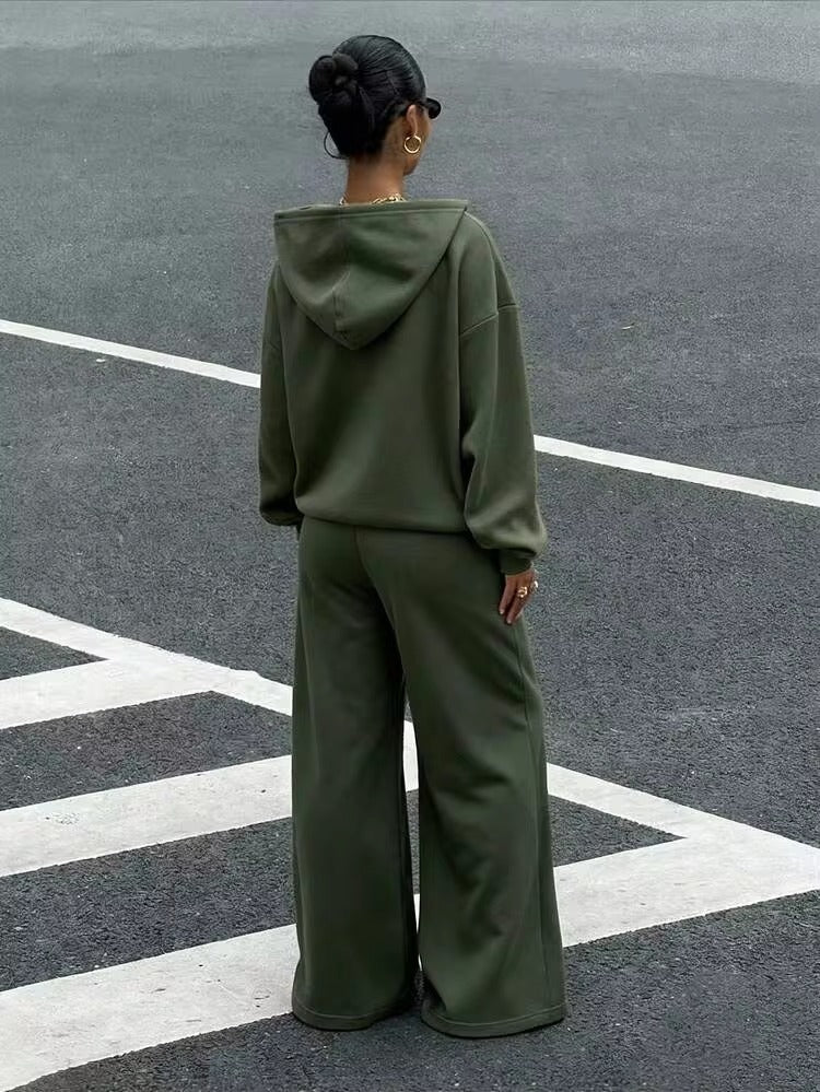 Women’s Premium Olive Green Relaxed Fit Hoodie Co-ord Set