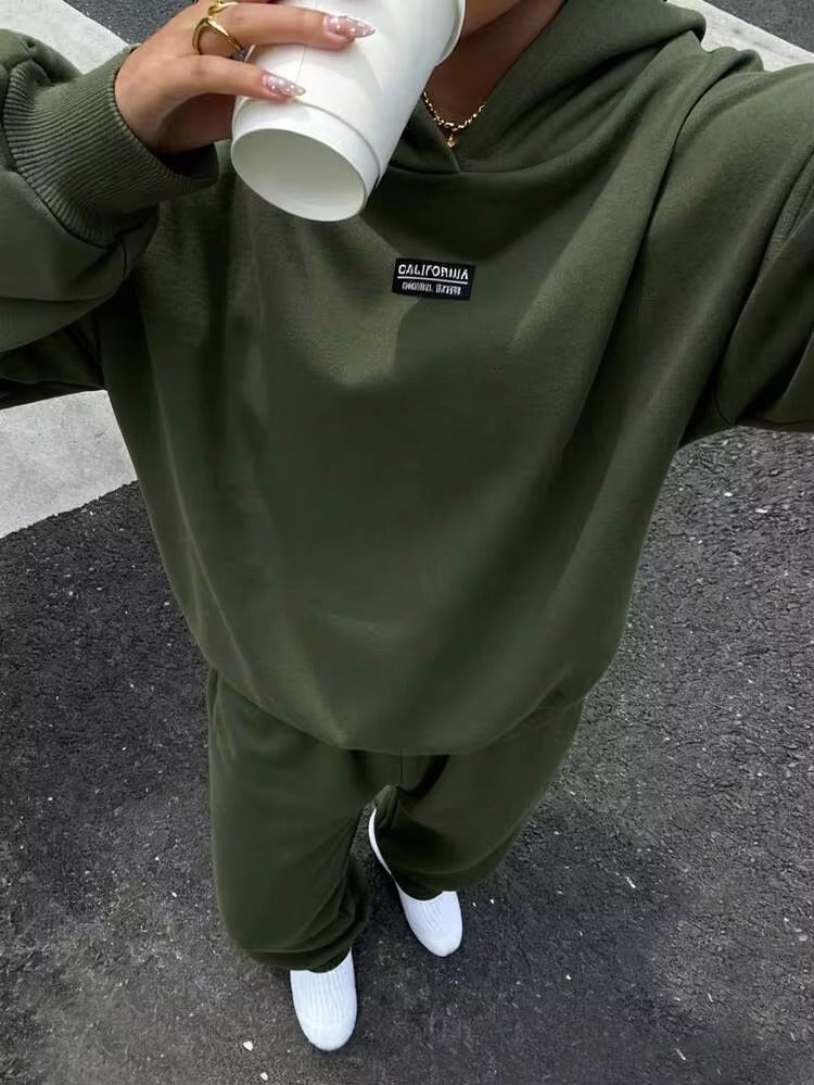 Women’s Premium Olive Green Relaxed Fit Hoodie Co-ord Set