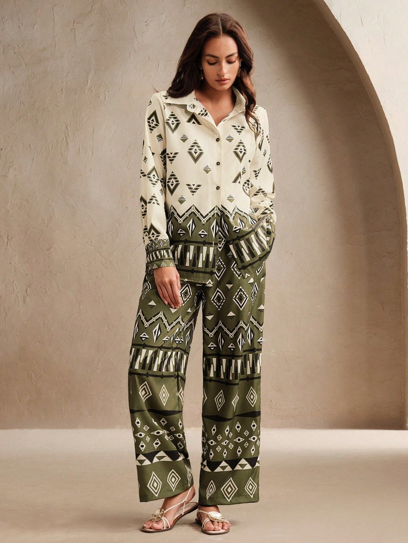 ClassI Wine Green Colour Comfortable Women's Co-Ord Set with Floral Print