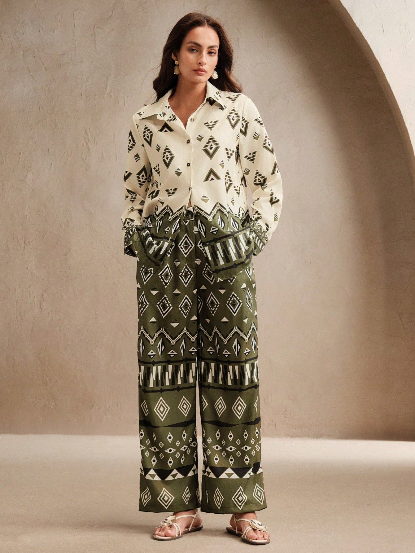 ClassI Wine Green Colour Comfortable Women's Co-Ord Set with Floral Print