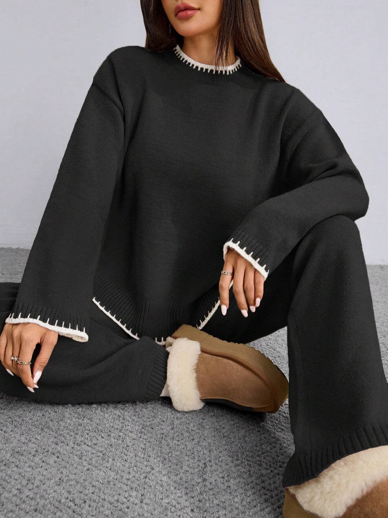 Casual Knit Sweater & Pants Co-Ord Set for Women