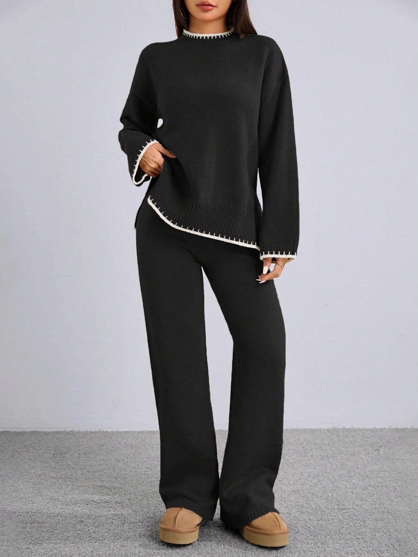 Casual Knit Sweater & Pants Co-Ord Set for Women