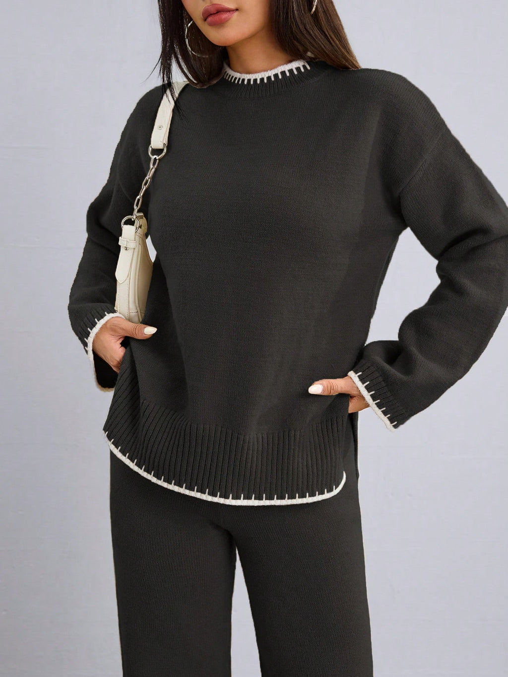 Casual Knit Sweater & Pants Co-Ord Set for Women
