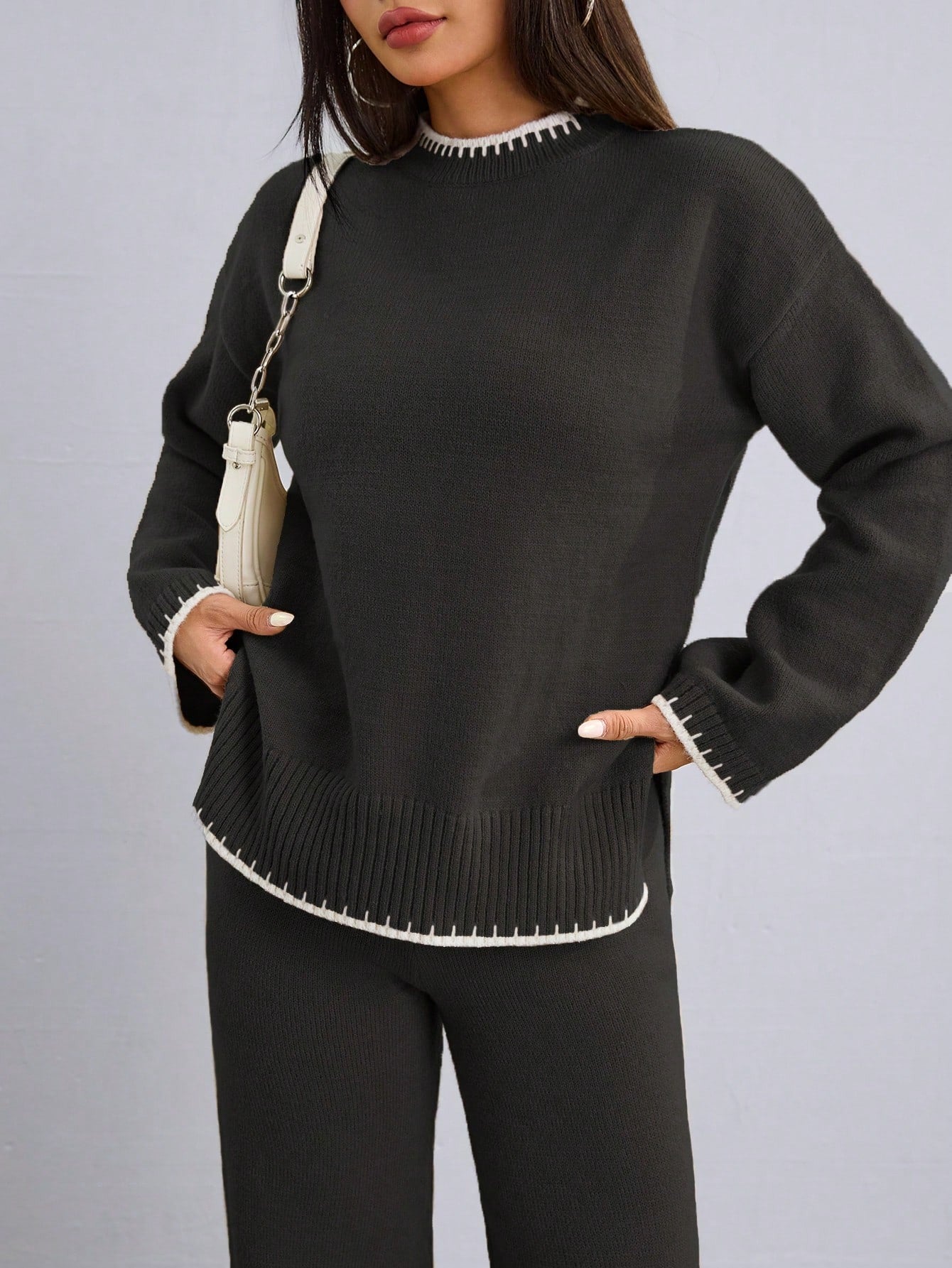 Casual Knit Sweater & Pants Co-Ord Set for Women