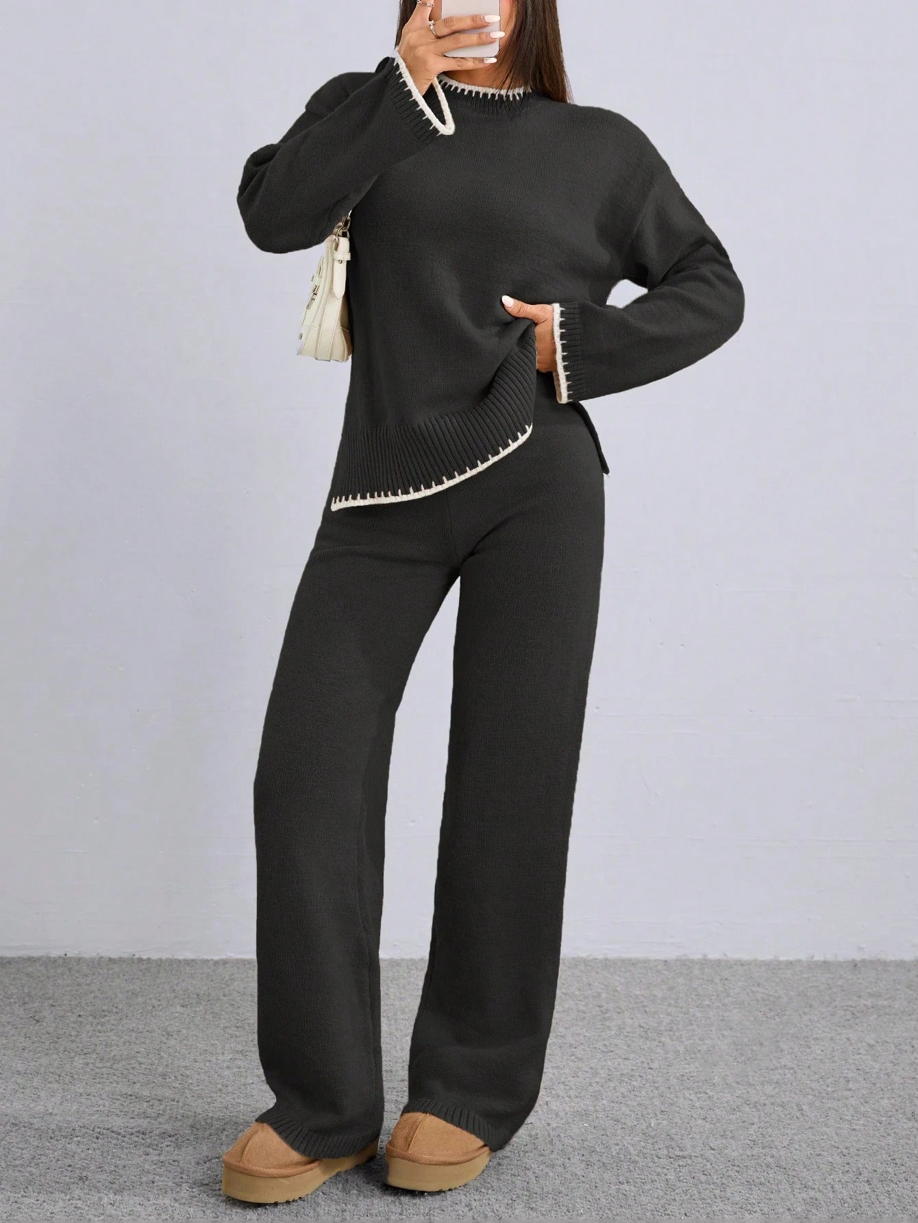 Casual Knit Sweater & Pants Co-Ord Set for Women